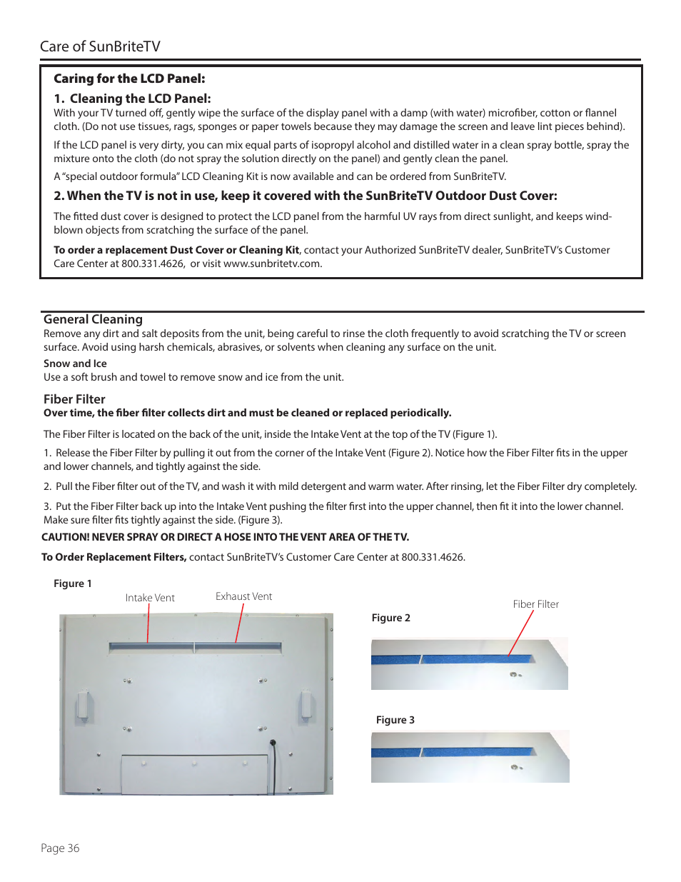 Care of sunbritetv | SunBriteTV SB-5517HD User Manual | Page 36 / 42