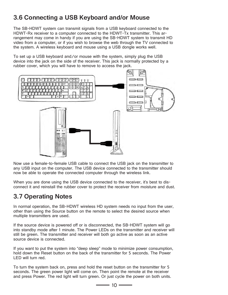 6 connecting a usb keyboard and/or mouse | SunBriteTV SB-HDWT Manual User Manual | Page 10 / 13