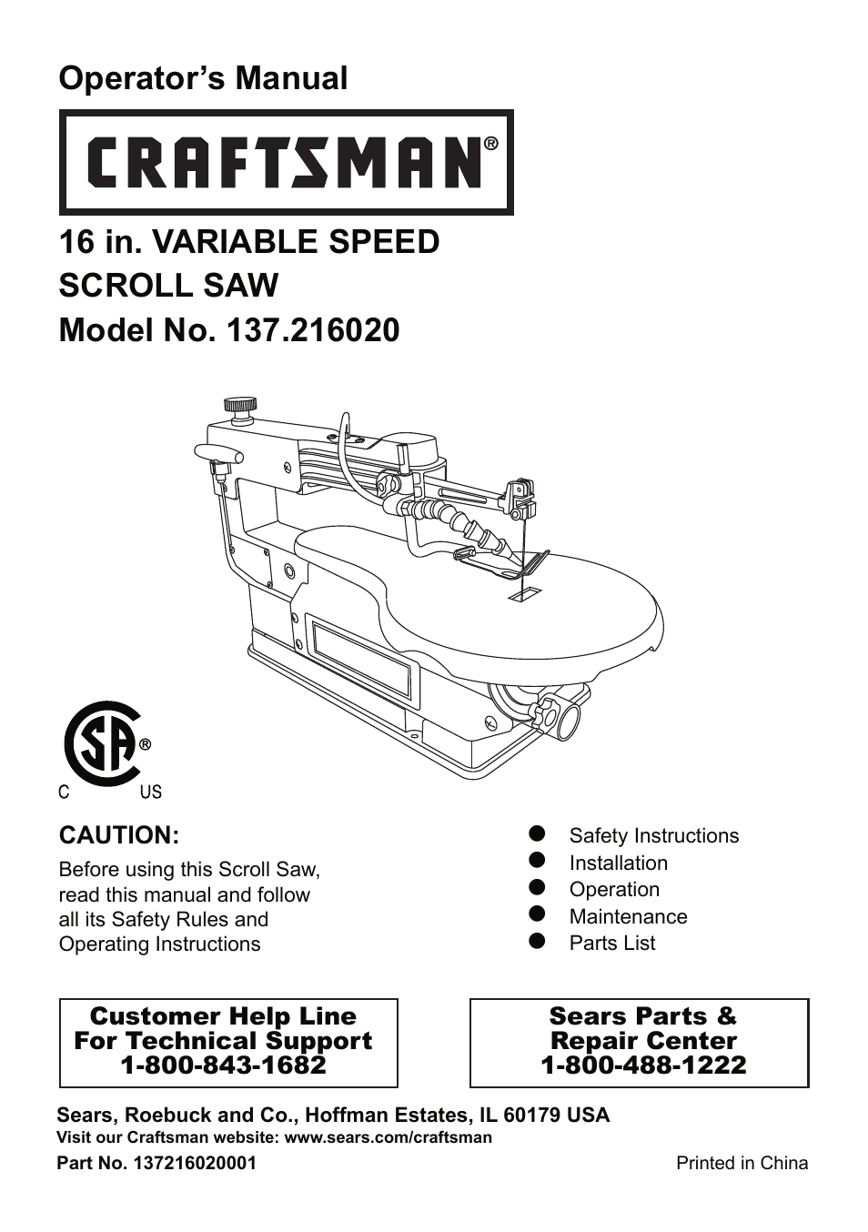 Craftsman 137.21602 User Manual | 36 pages