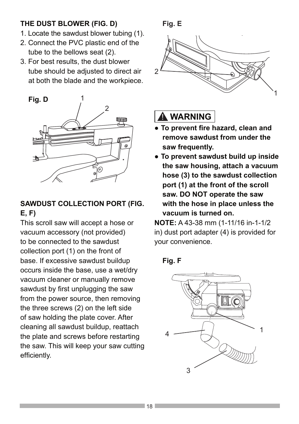 Warning | Craftsman 137.21602 User Manual | Page 18 / 36