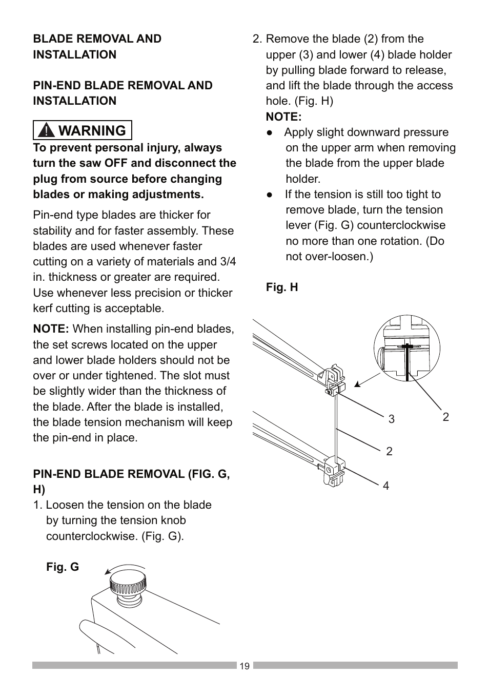 Warning | Craftsman 137.21602 User Manual | Page 19 / 36