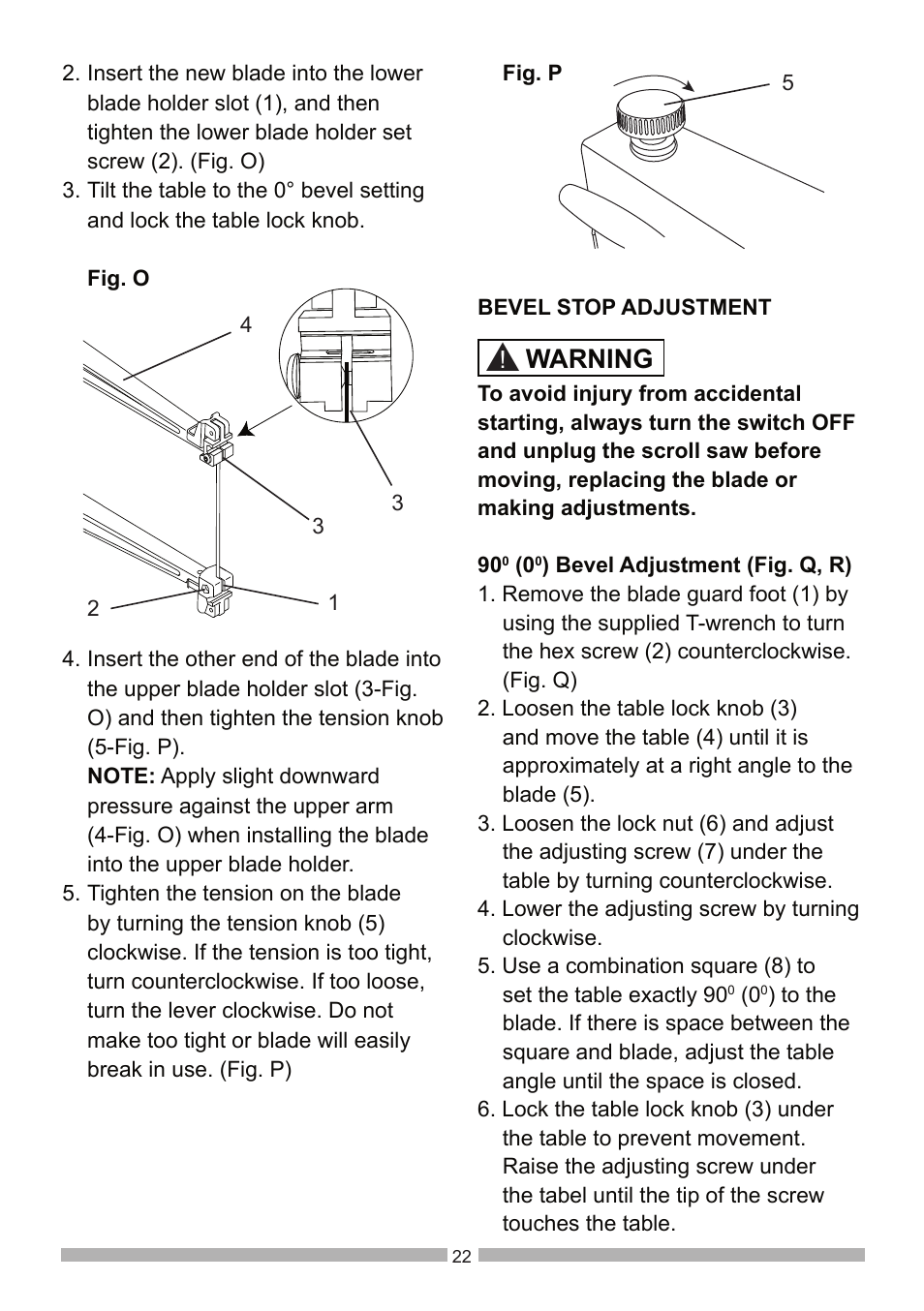 Warning | Craftsman 137.21602 User Manual | Page 22 / 36