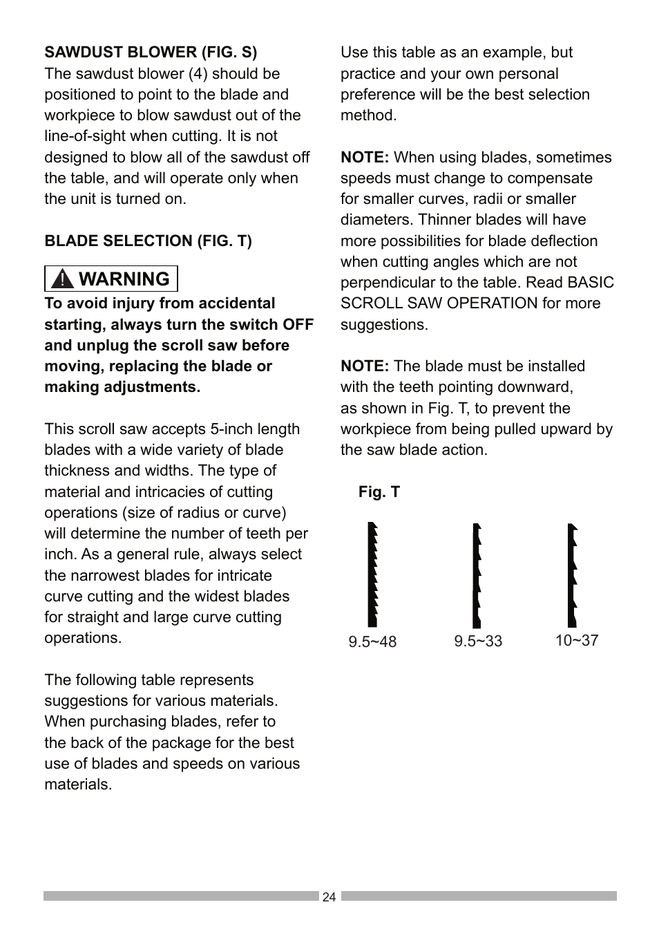 Warning | Craftsman 137.21602 User Manual | Page 24 / 36