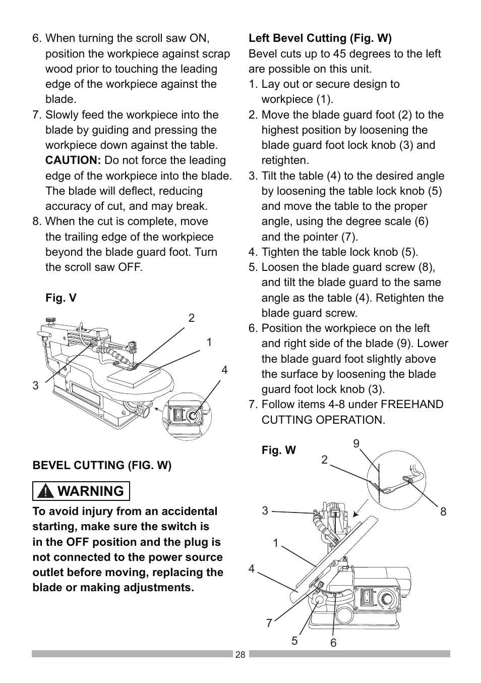 Warning | Craftsman 137.21602 User Manual | Page 28 / 36