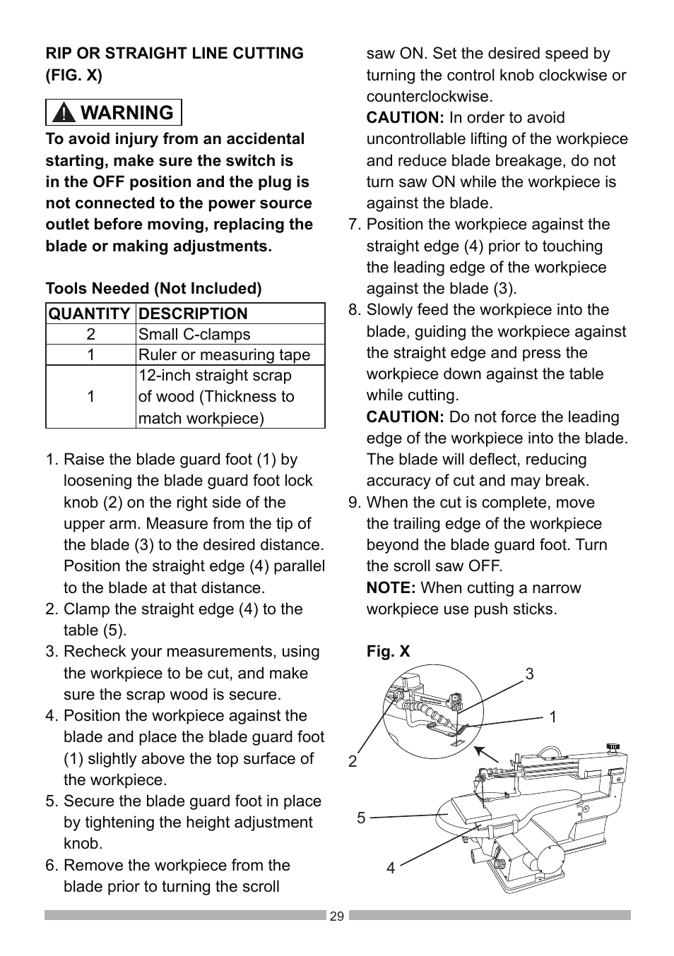 Warning | Craftsman 137.21602 User Manual | Page 29 / 36