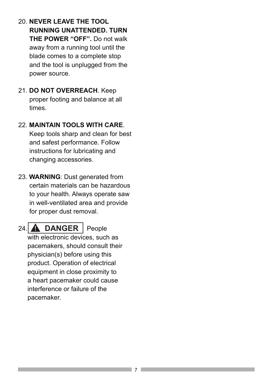 Danger | Craftsman 137.21602 User Manual | Page 7 / 36