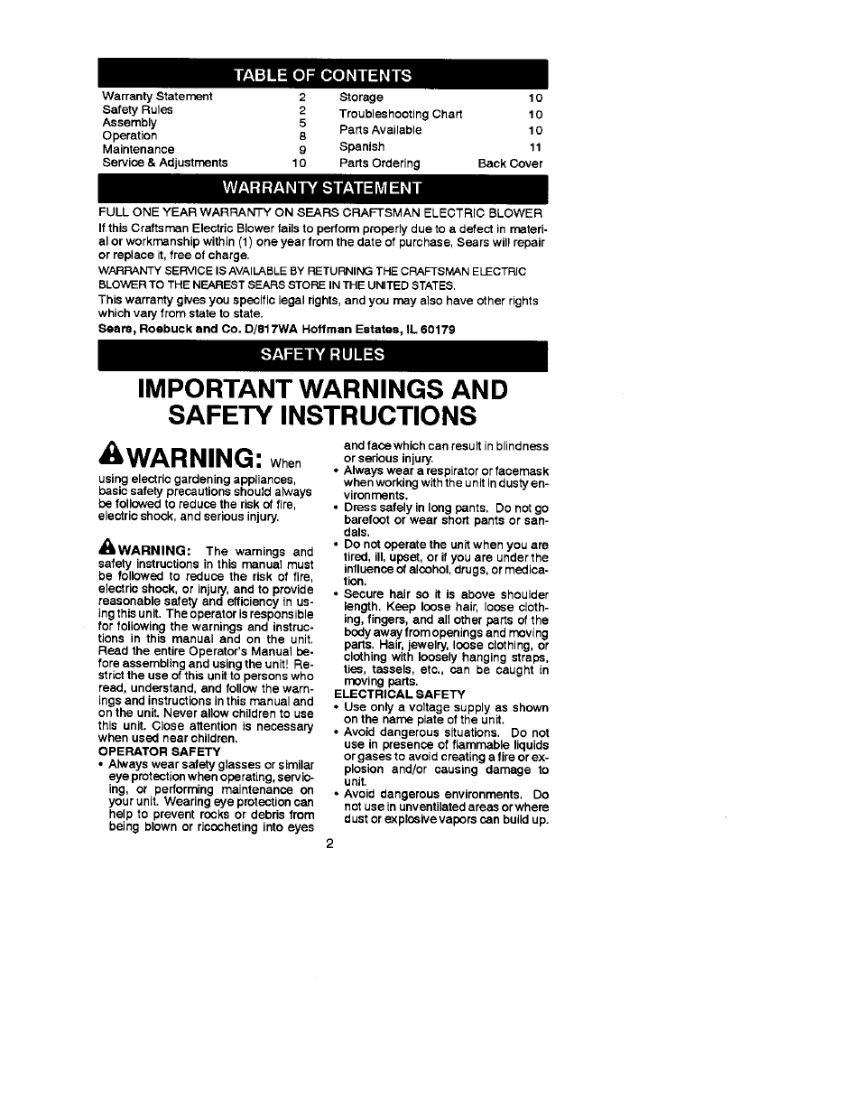 Craftsman 358.799380 User Manual | Page 2 / 10