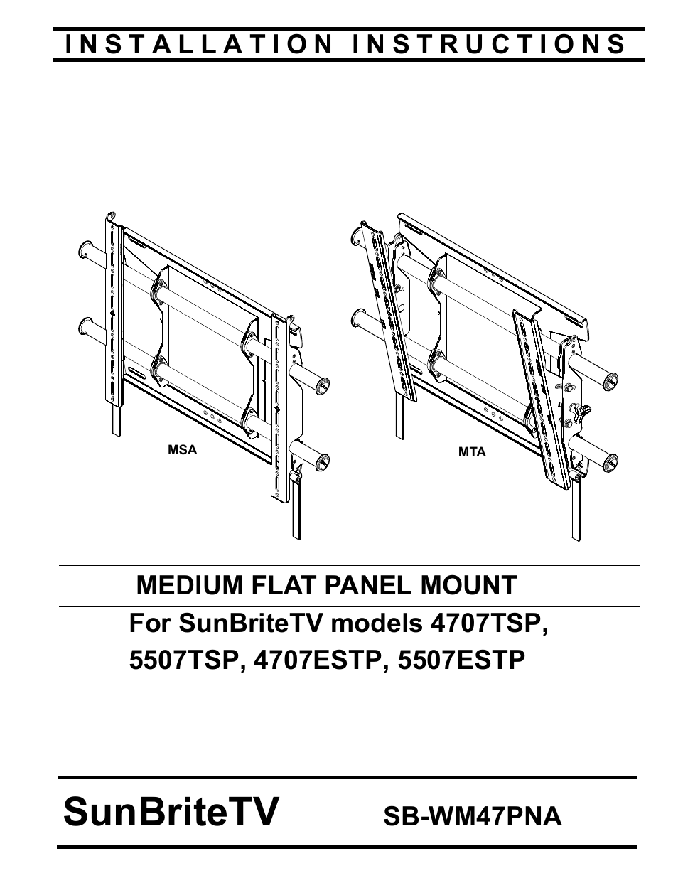 SunBriteTV SB-WM47PNA User Manual | 11 pages