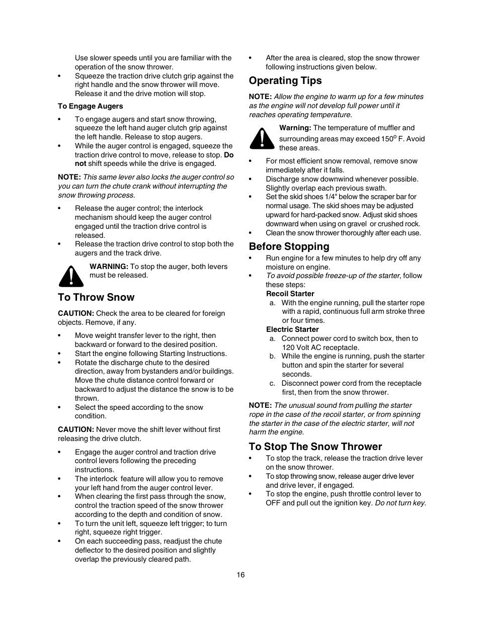 Operating tips, Before stopping | Craftsman 247.88855 User Manual | Page 16 / 64