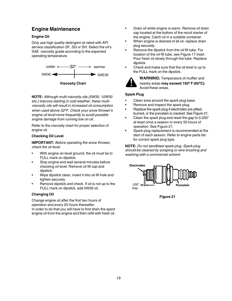 Engine maintenance | Craftsman 247.88855 User Manual | Page 19 / 64