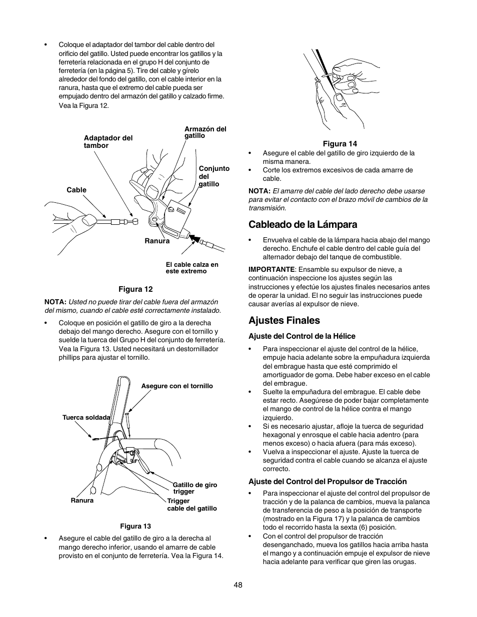 Cableado de la lámpara, Ajustes finales | Craftsman 247.88855 User Manual | Page 48 / 64