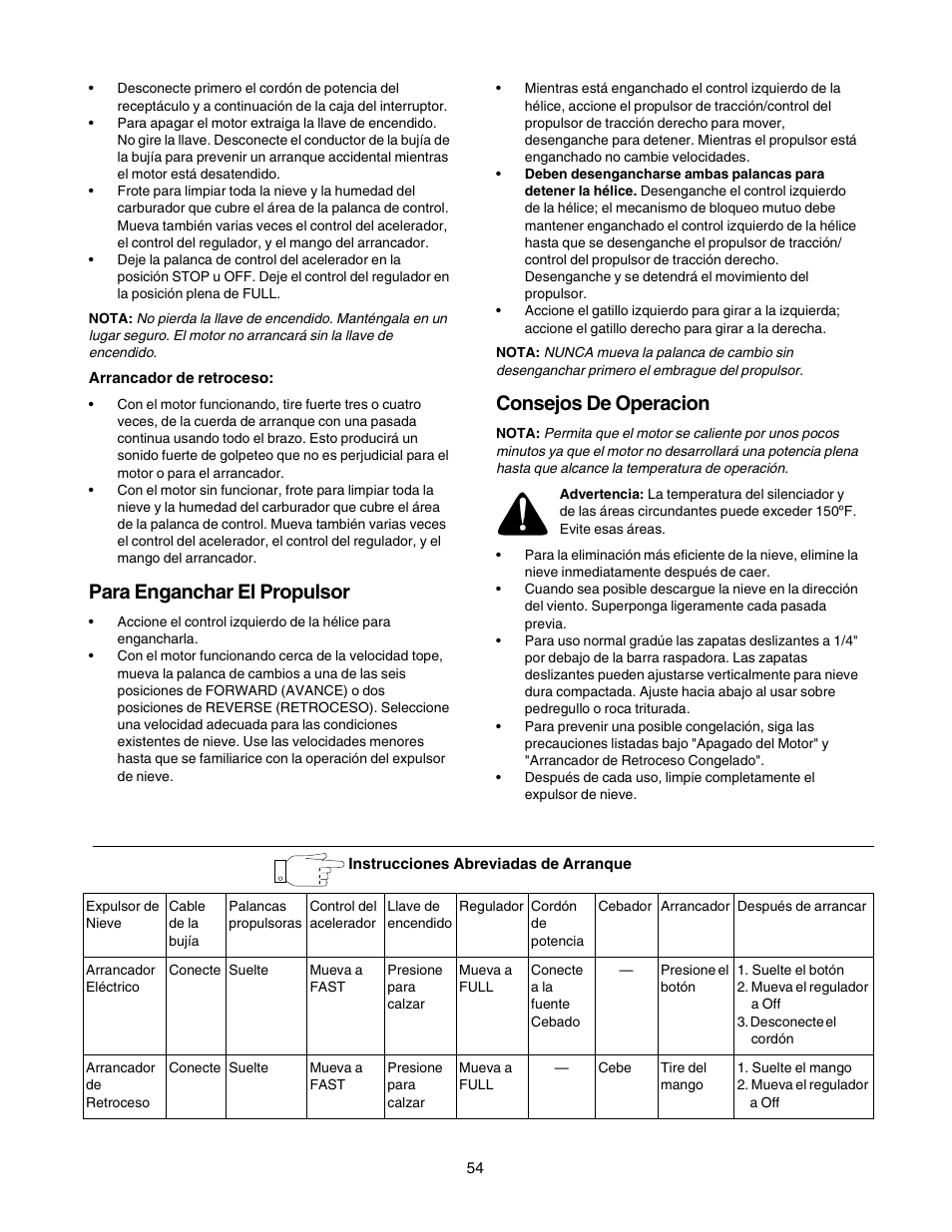 Para enganchar el propulsor, Consejos de operacion | Craftsman 247.88855 User Manual | Page 54 / 64