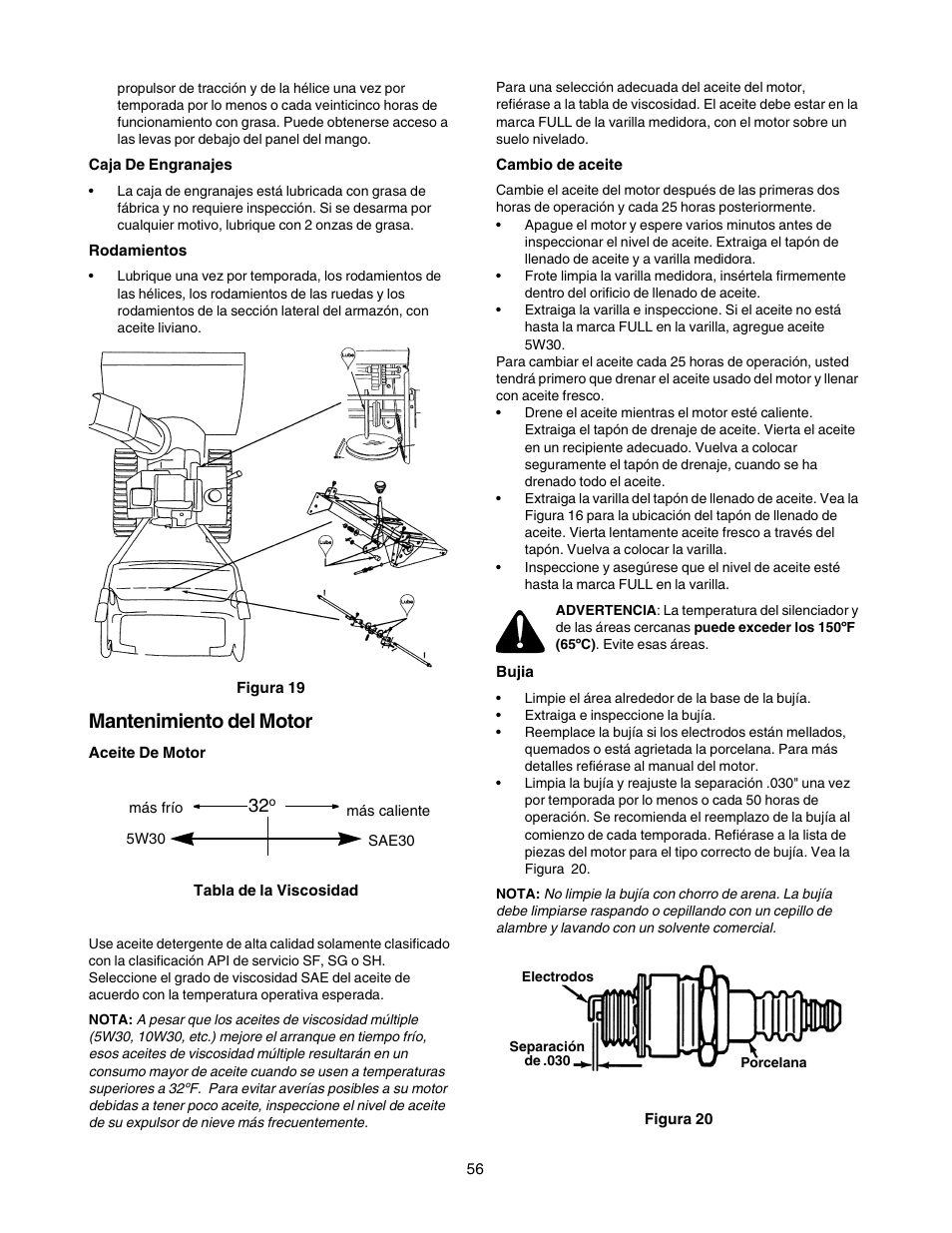 Mantenimiento del motor | Craftsman 247.88855 User Manual | Page 56 / 64