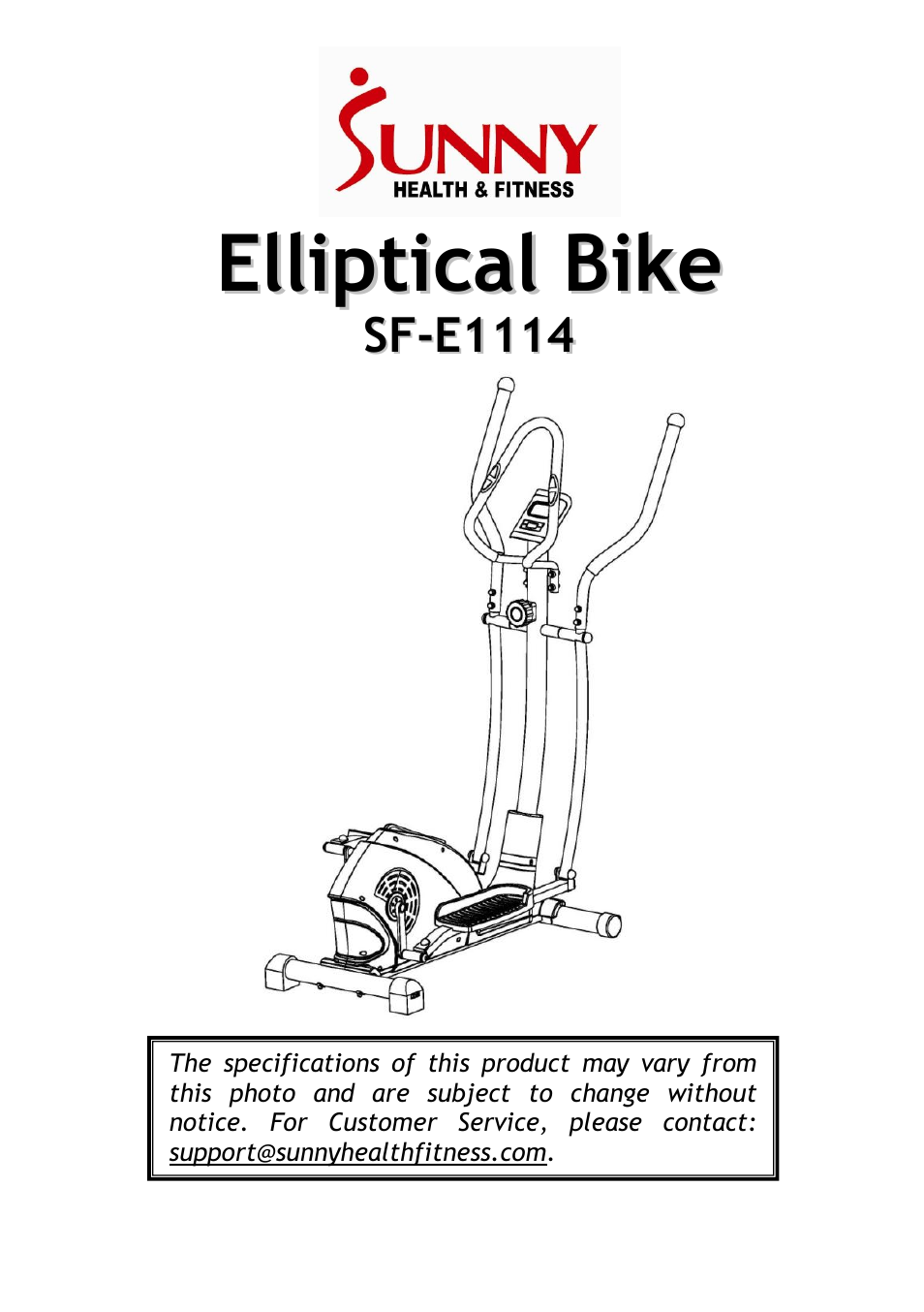 Sunny Health & Fitness SF-E1114 User Manual | 13 pages