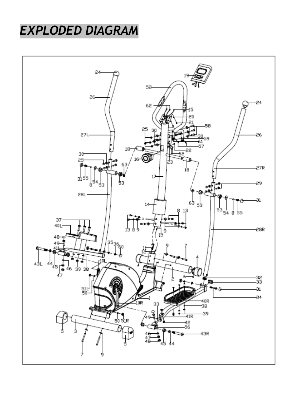 Exploded diagram | Sunny Health & Fitness SF-E1114 User Manual | Page 3 / 13