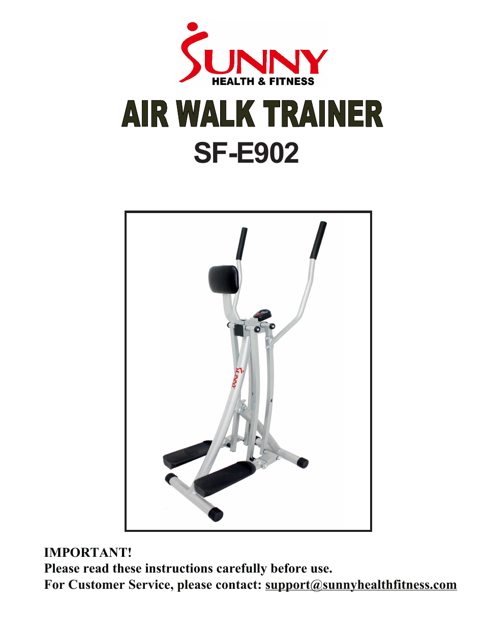 Sunny Health & Fitness SF-E902 User Manual | 5 pages