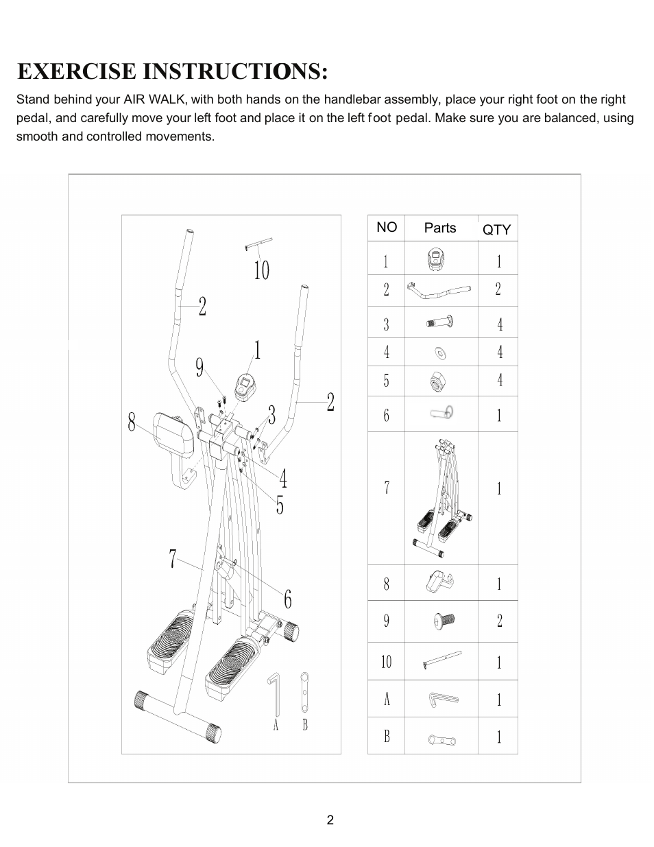 Exercise instructio o ons | Sunny Health & Fitness SF-E902 User Manual | Page 3 / 5