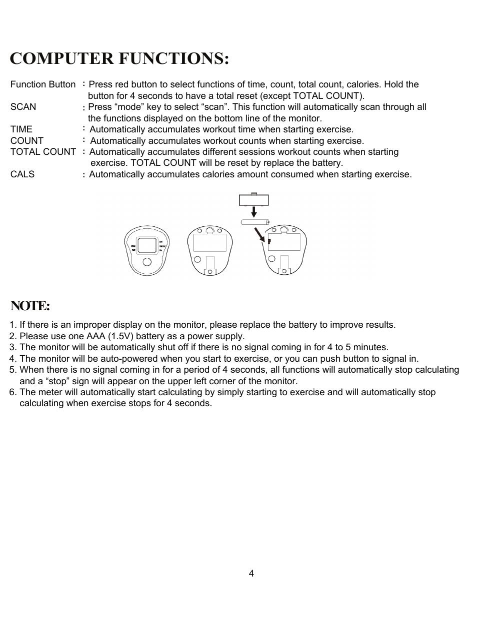 Computer functions | Sunny Health & Fitness SF-E902 User Manual | Page 5 / 5