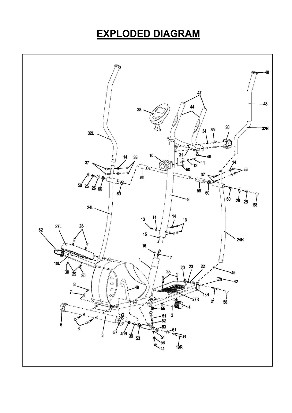 Exploded diagram | Sunny Health & Fitness SF-E905 User Manual | Page 3 / 12