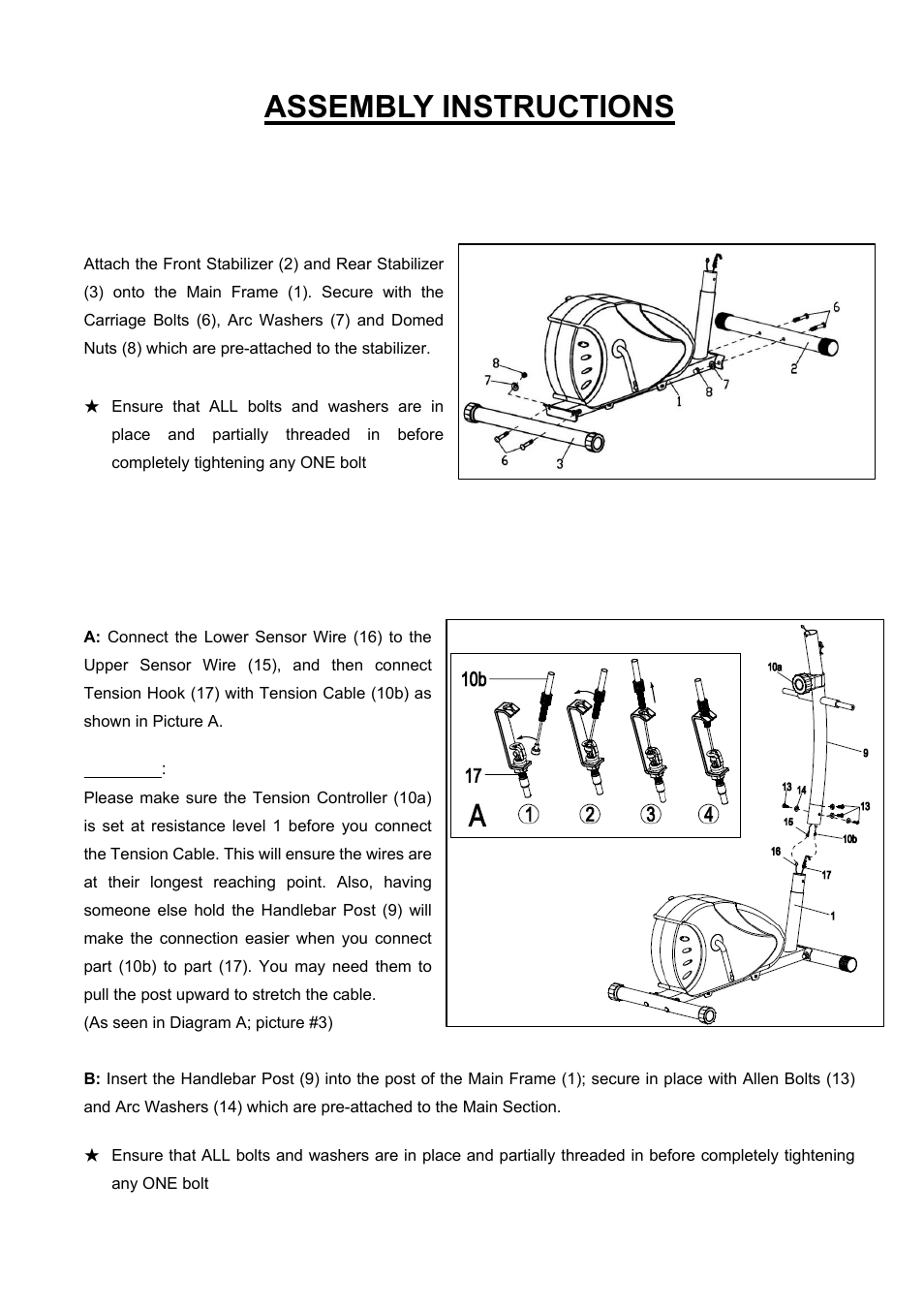 Assembly instructions | Sunny Health & Fitness SF-E905 User Manual | Page 5 / 12