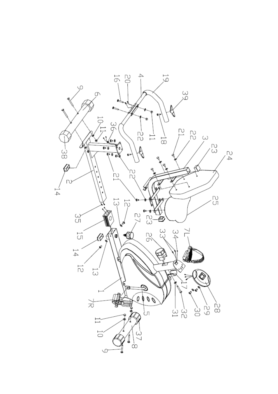 Exploded diagram | Sunny Health & Fitness SF-RB925 User Manual | Page 3 / 9