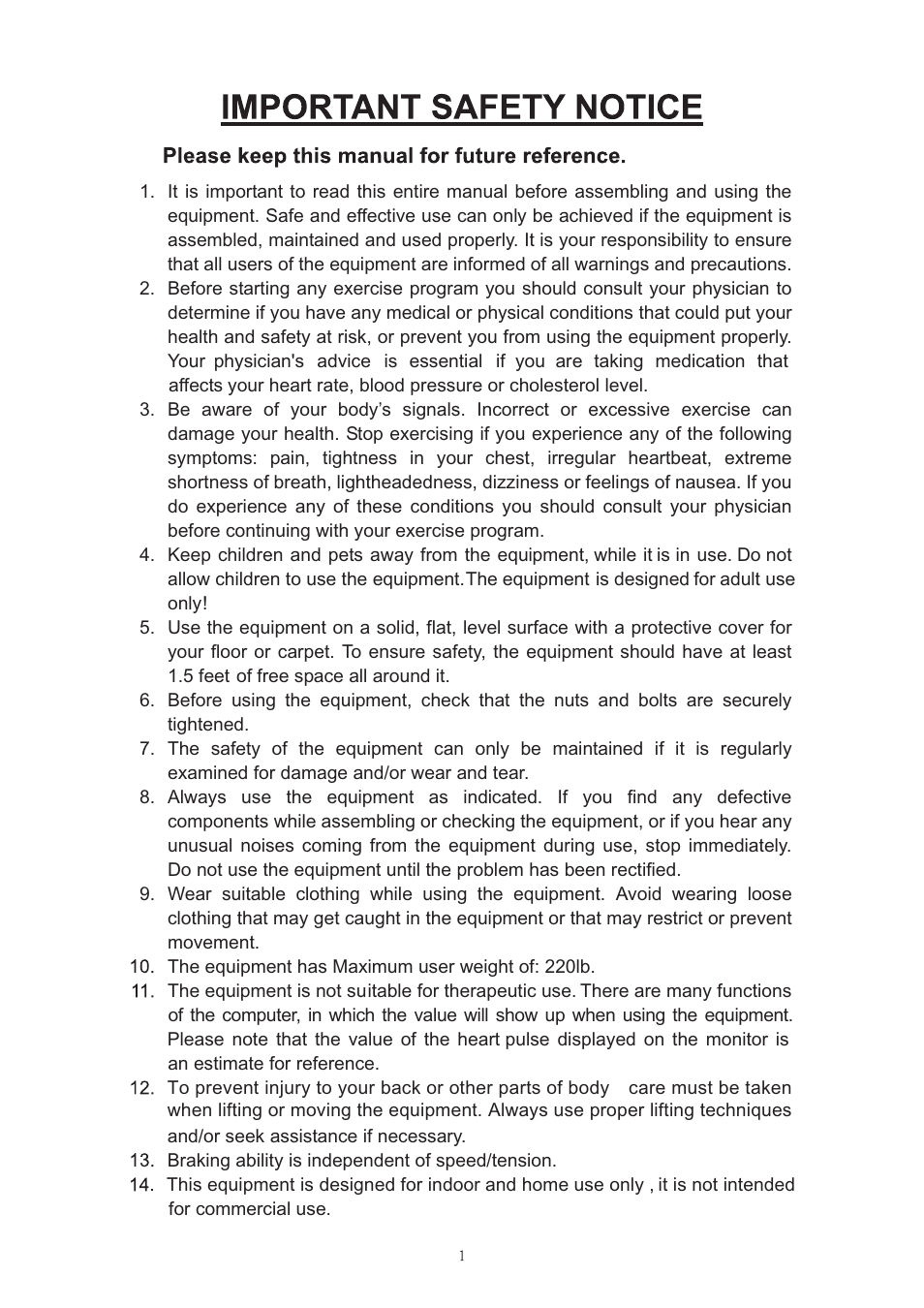 Sunny Health & Fitness SF-B1203 User Manual | Page 2 / 14