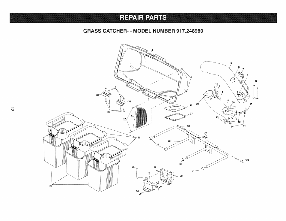 Repair parts | Craftsman 917.248980 User Manual | Page 12 / 16