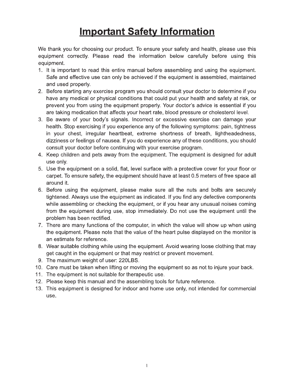 Sunny Health & Fitness P8400 User Manual | Page 2 / 11