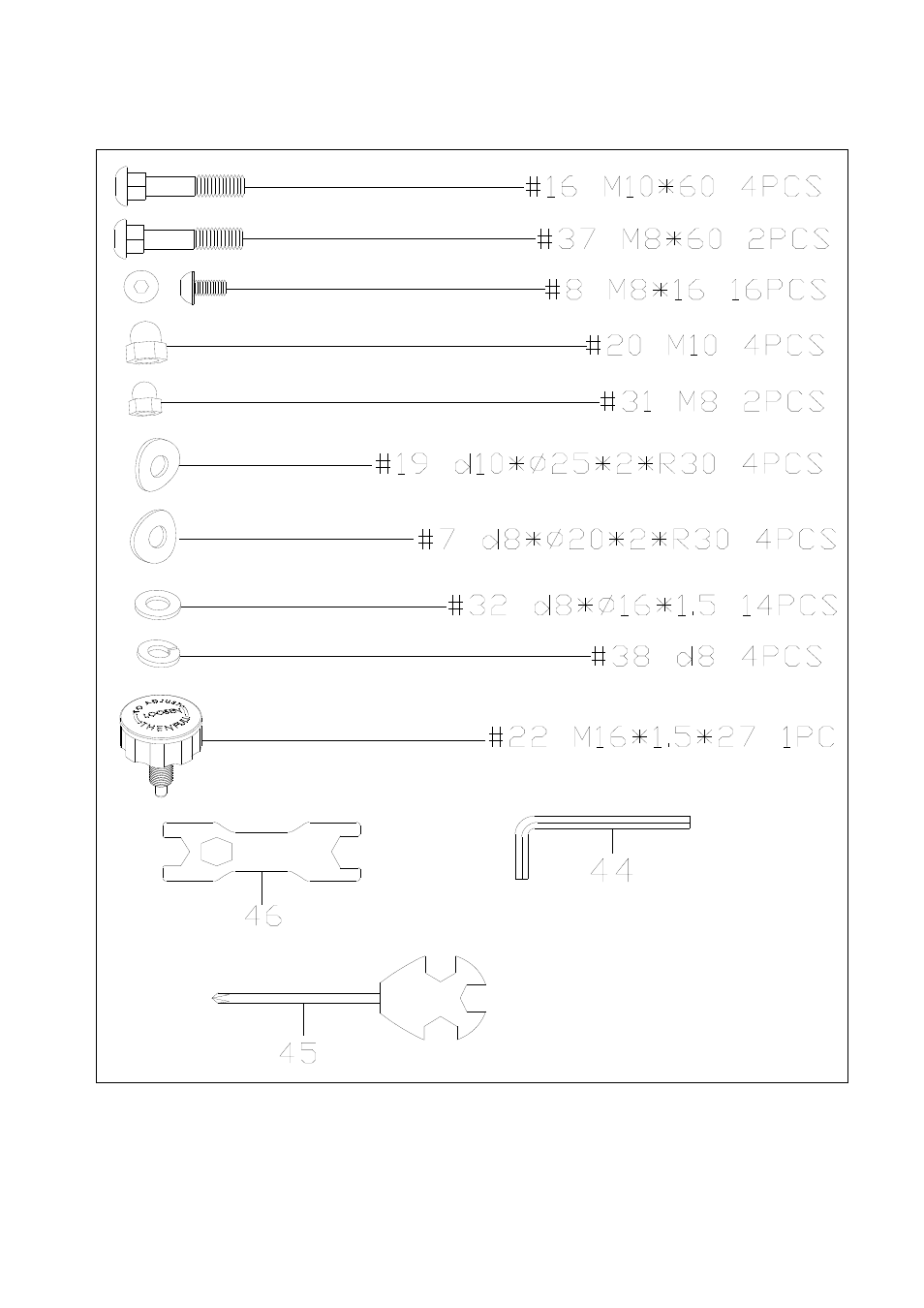 Hardware package | Sunny Health & Fitness P8400 User Manual | Page 5 / 11