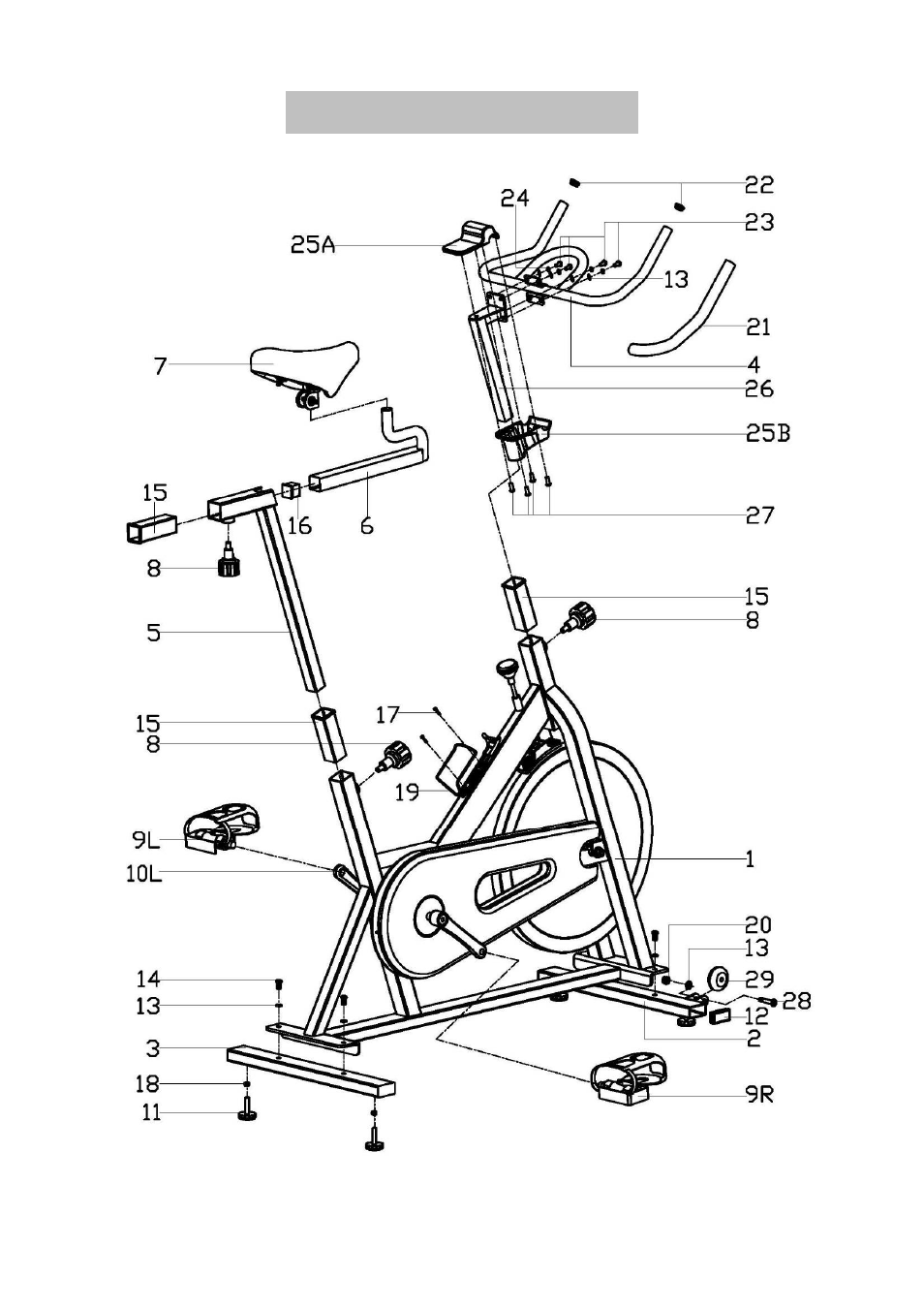 Exploded diagram | Sunny Health & Fitness SF-B1001S User Manual | Page 3 / 8