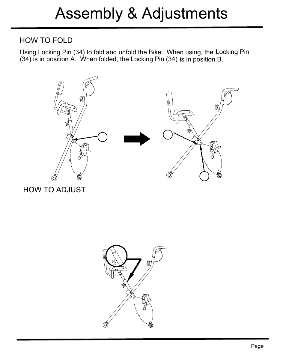 Assembly & adjustments, How to fold how to adjust | Sunny Health & Fitness SF-B1004 User Manual | Page 12 / 18