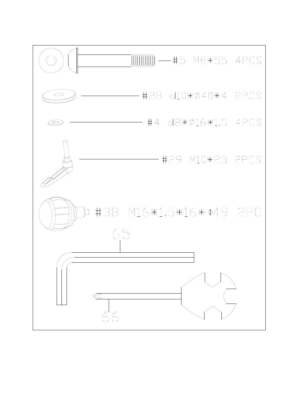 Hardware package | Sunny Health & Fitness SF-B1110S User Manual | Page 5 / 15