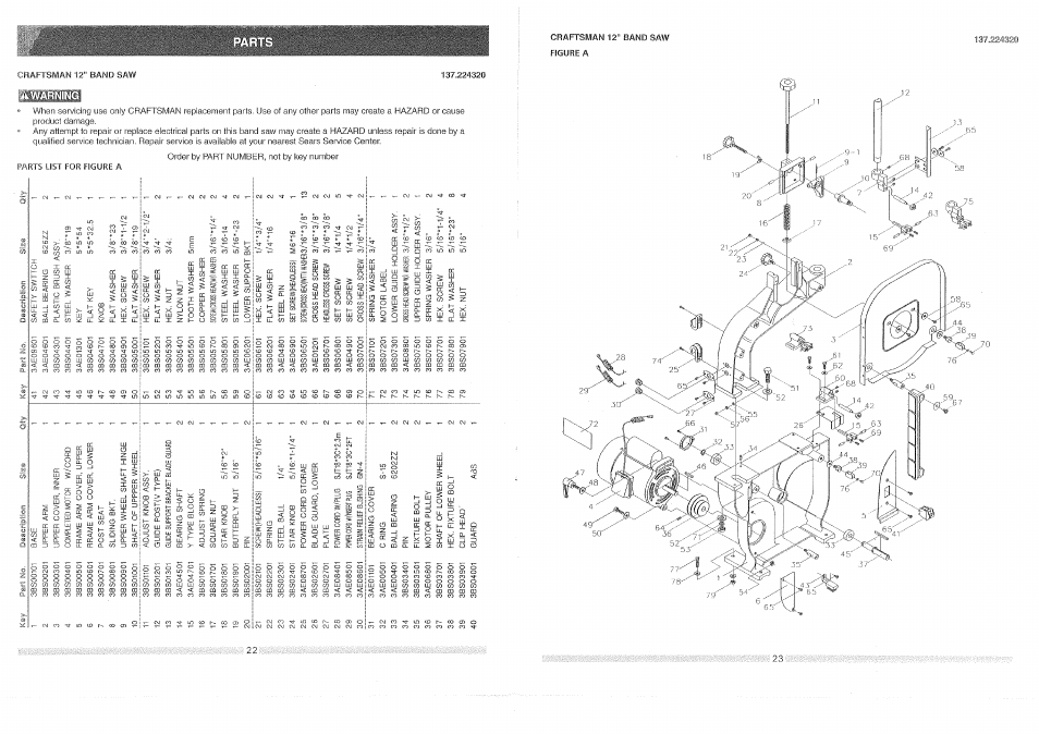 A warning | Craftsman 137.224320 User Manual | Page 12 / 25