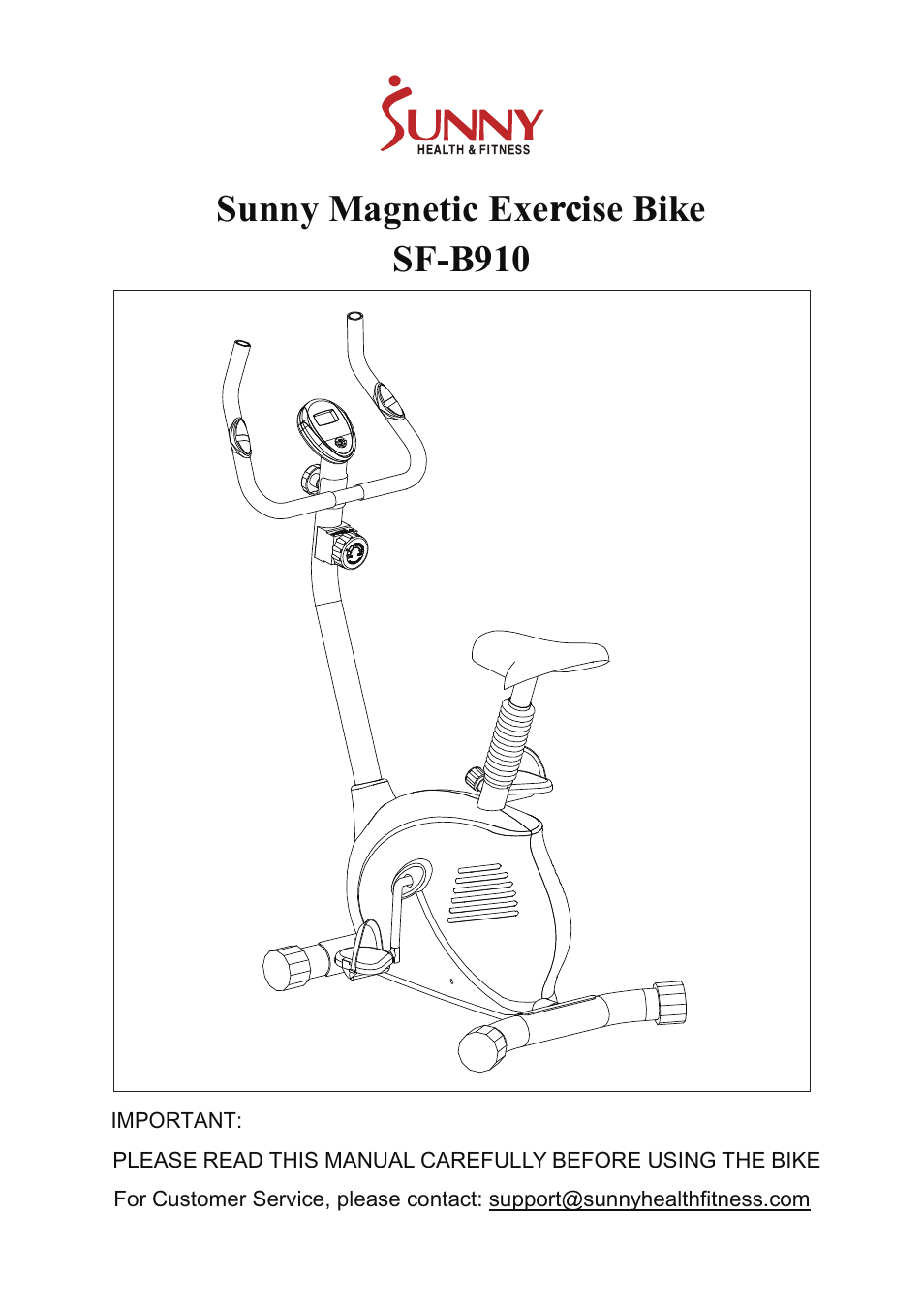 Sunny Health & Fitness SF-B910 User Manual | 14 pages