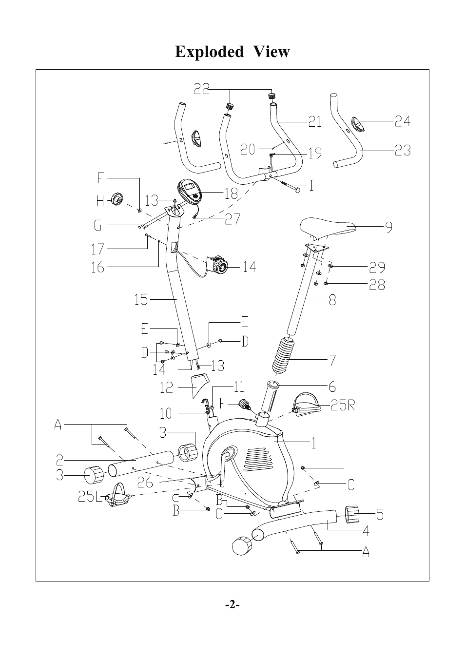 Explode-view, Exploded view | Sunny Health & Fitness SF-B910 User Manual | Page 3 / 14