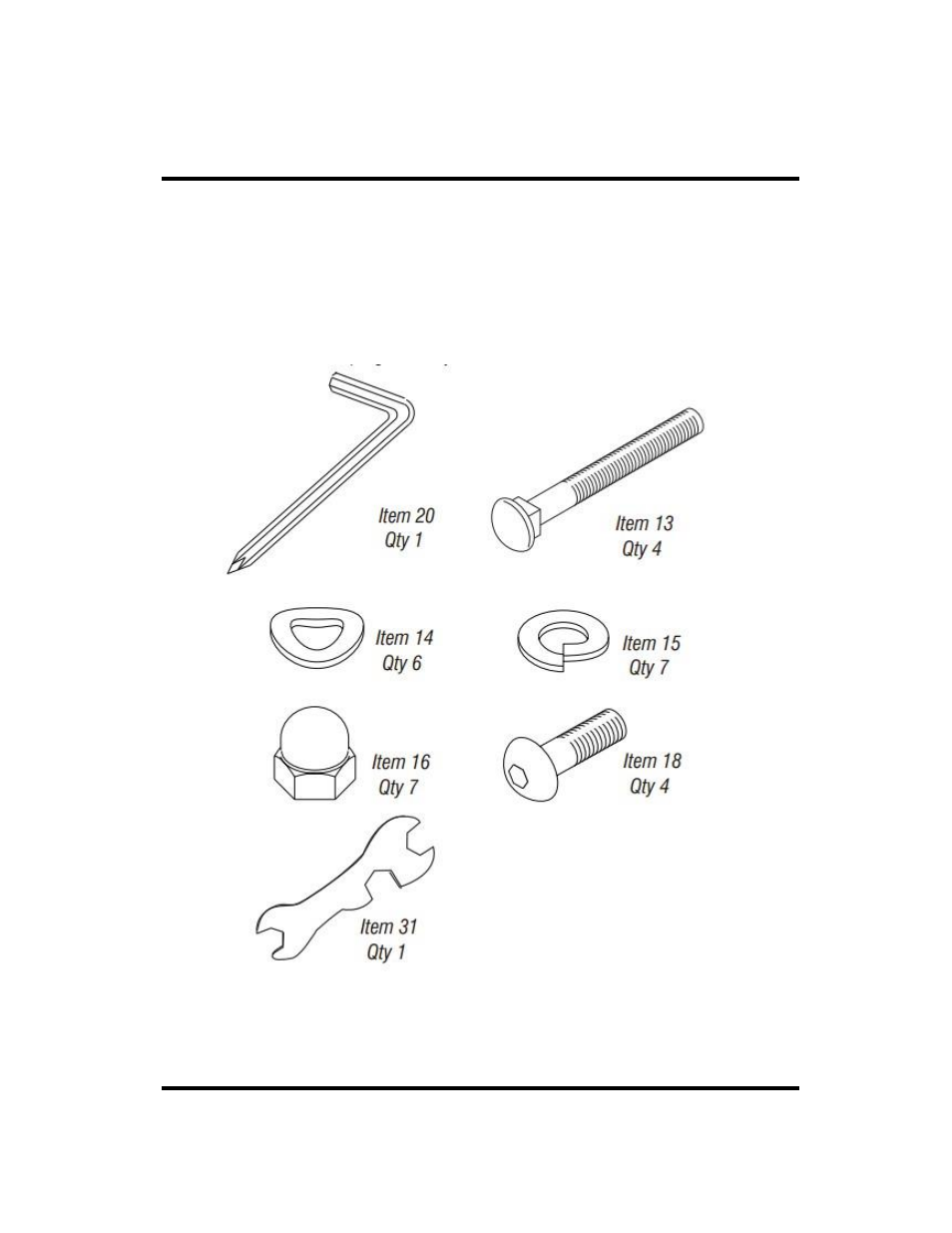 Assembly, Hardware list | Sunny Health & Fitness SF-RB1117 User Manual | Page 11 / 17