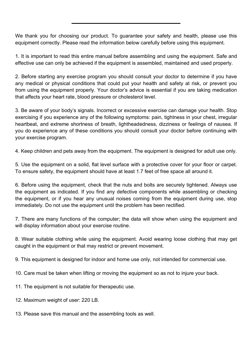 Important safety information | Sunny Health & Fitness 068 User Manual | Page 2 / 7