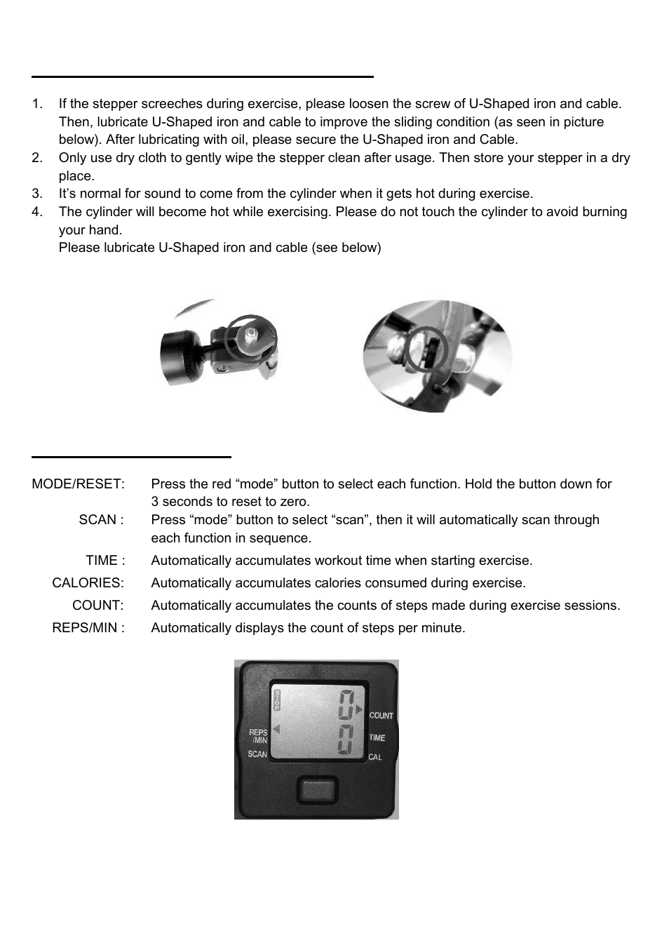 Maintenance and care instructions, Computer functions | Sunny Health & Fitness P8000 User Manual | Page 5 / 6