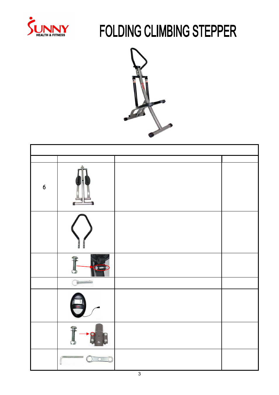 Sunny Health & Fitness SF-1115 User Manual | Page 4 / 7