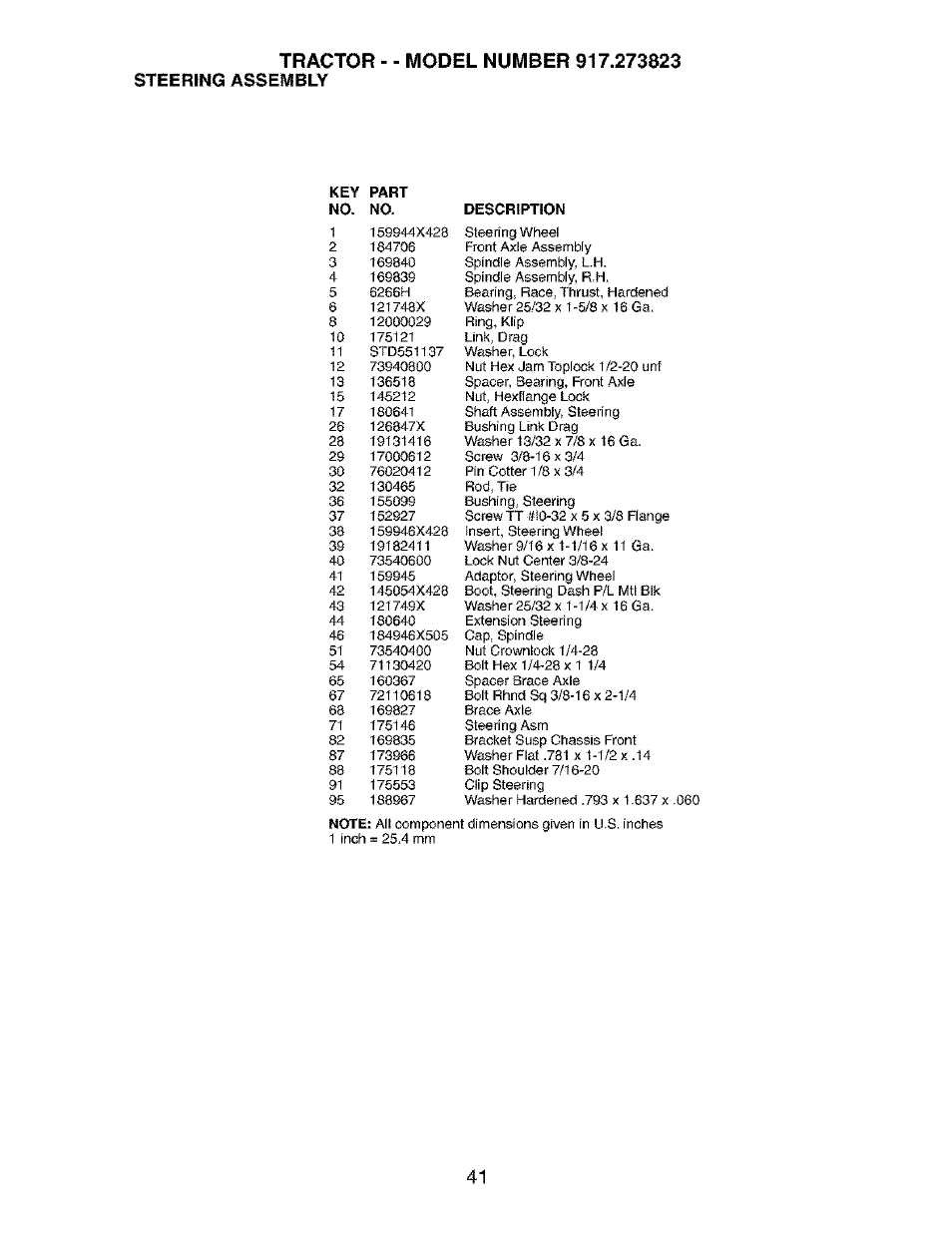 Steering assembly | Craftsman 917.273823 User Manual | Page 41 / 56