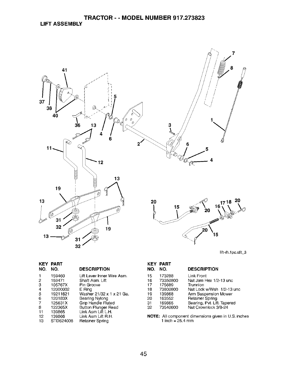 Lift assembly | Craftsman 917.273823 User Manual | Page 45 / 56