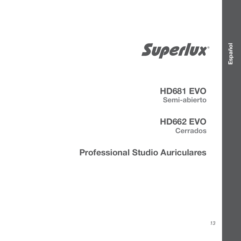 Hd681 evo, Hd662 evo, Professional studio auriculares | Superlux HD662EVO User Manual | Page 13 / 24