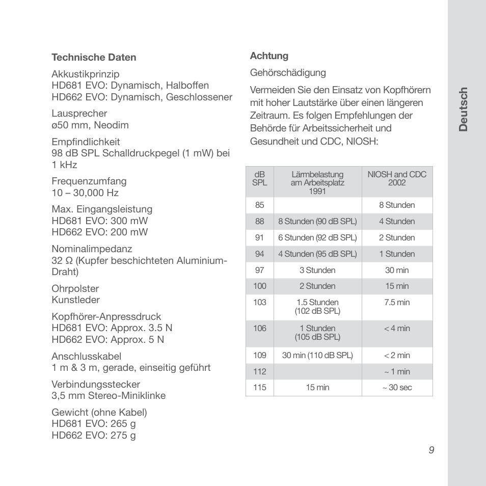 Deutsch | Superlux HD662EVO User Manual | Page 9 / 24