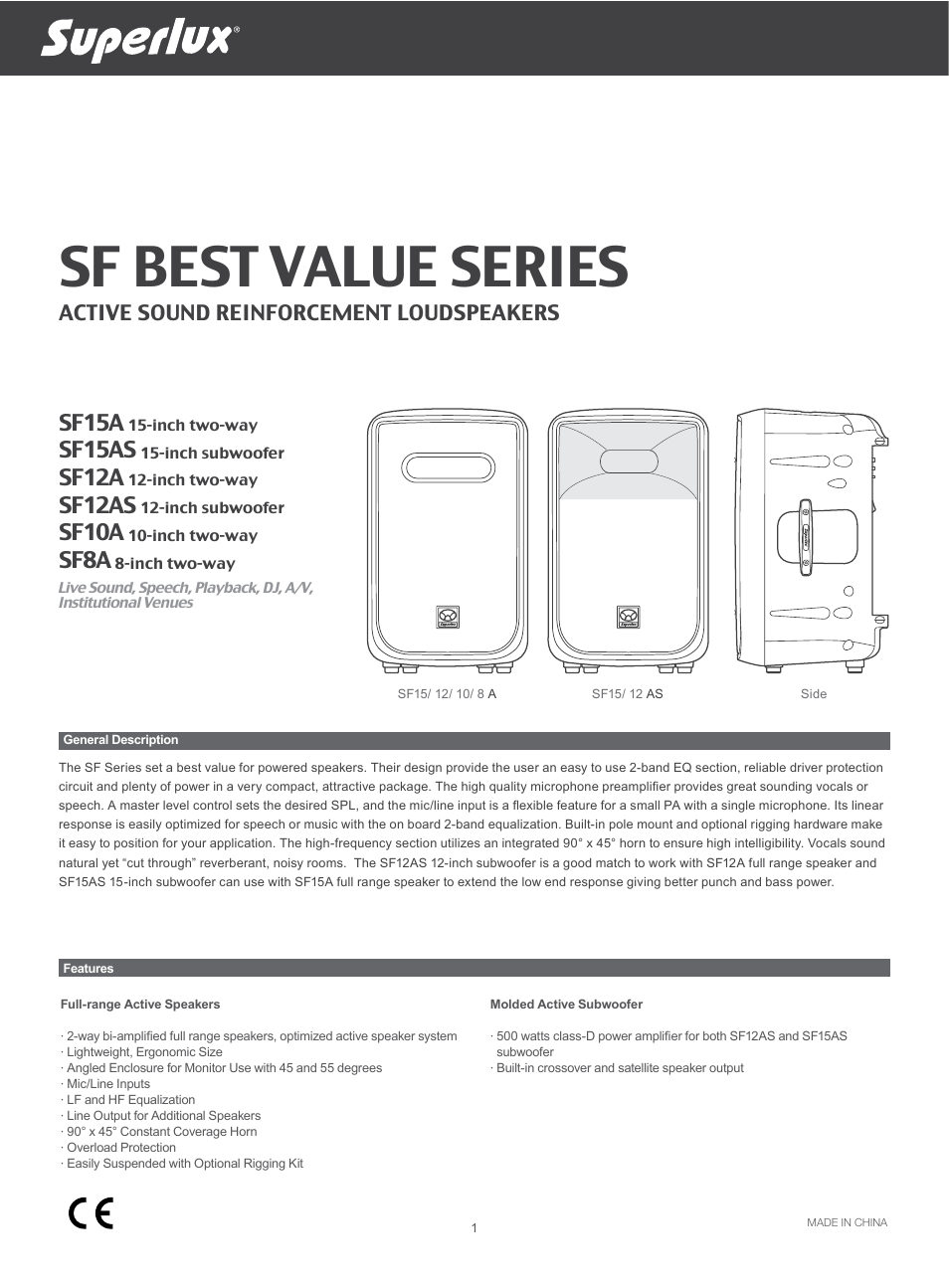 Superlux SF8A User Manual | 4 pages