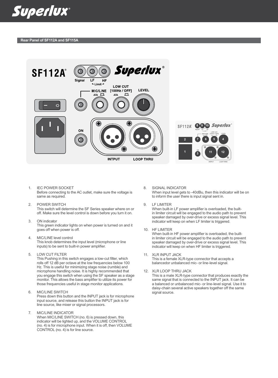 Superlux SF115A User Manual | Page 2 / 6