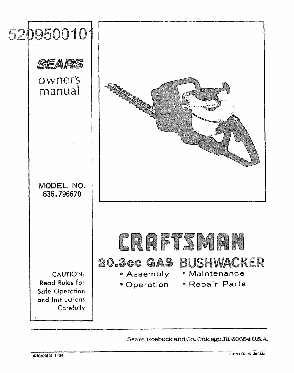 Craftsman 636.796670 User Manual | 14 pages