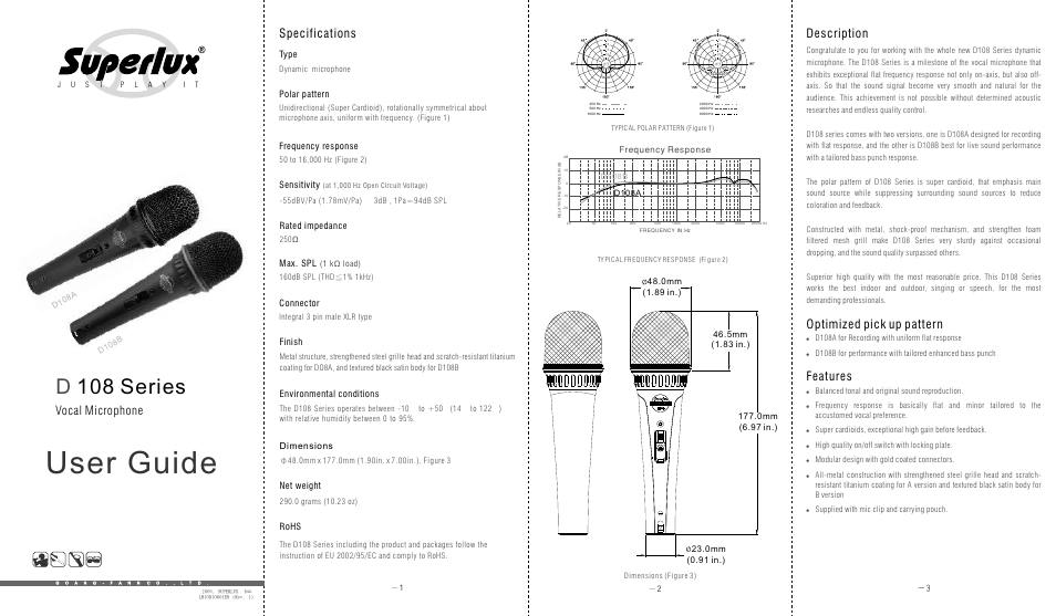 Superlux D108B User Manual | 2 pages