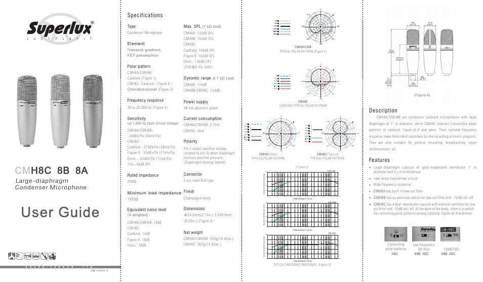 Superlux CMH8A User Manual | 2 pages