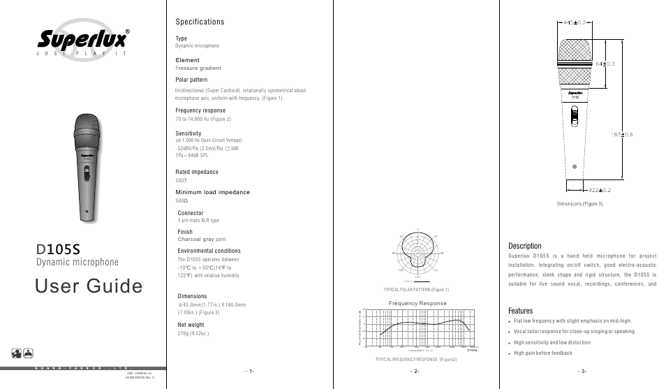 Superlux D105S User Manual | 2 pages