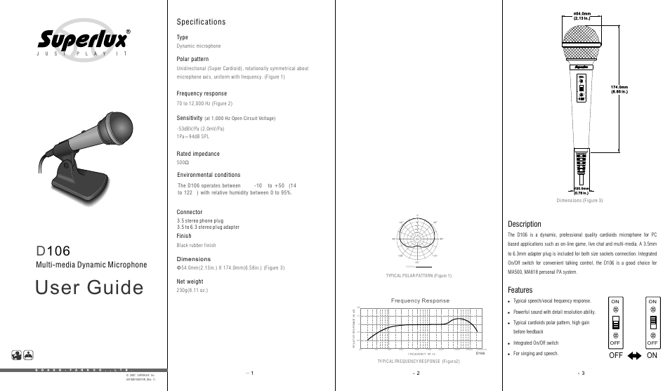 Superlux D106 User Manual | 2 pages